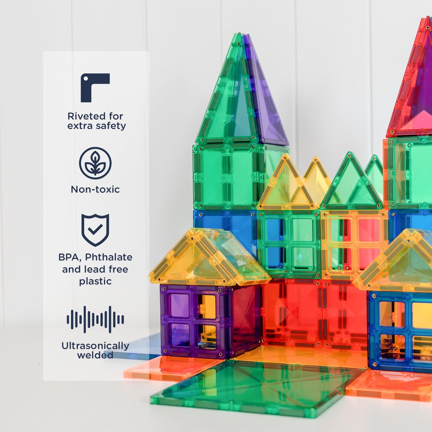 CONNETIX Magnetic Tiles Rainbow Creative Pack, 102 Pieces