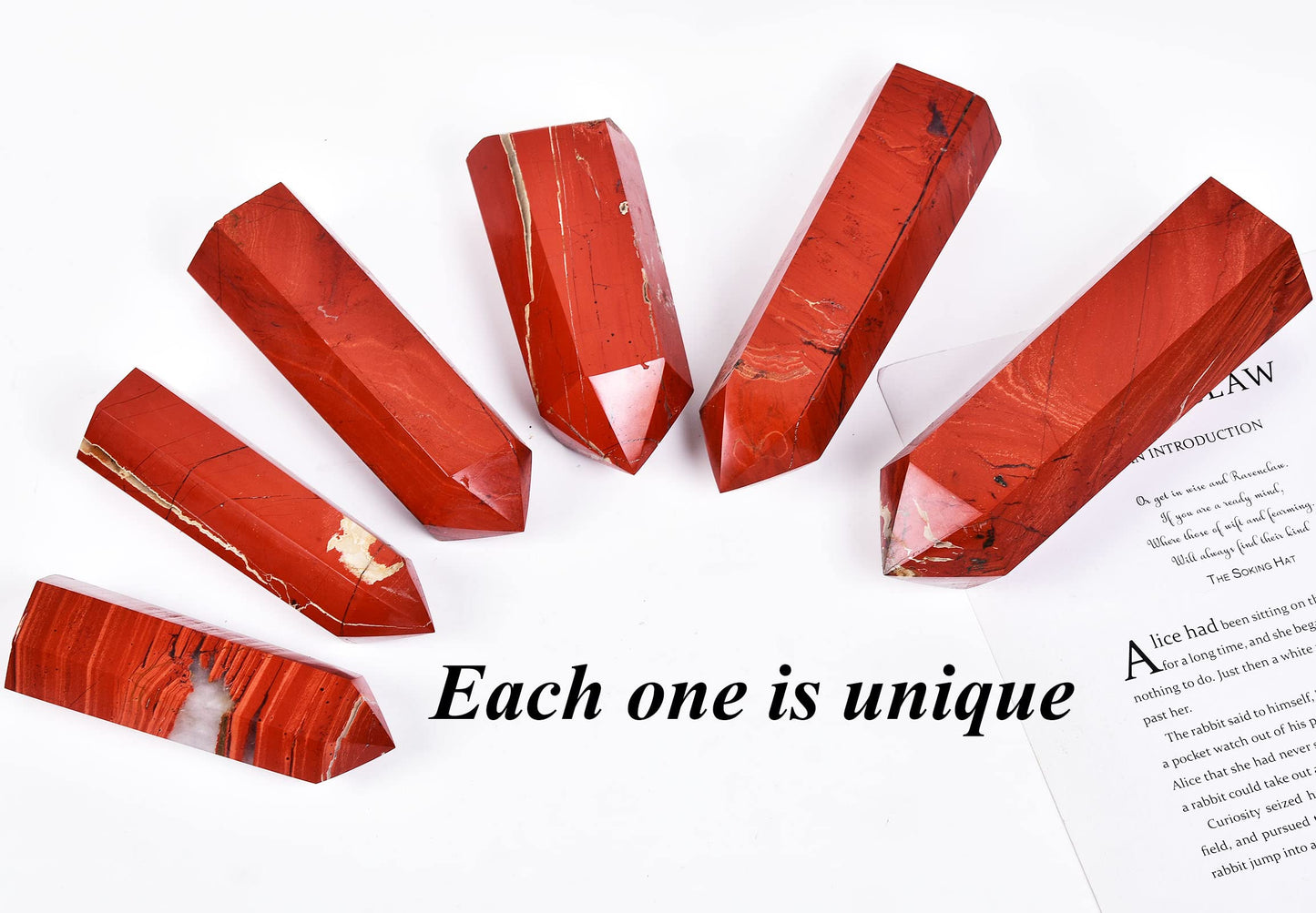 AMOYSTONE Red Jasper Obelisk Large Healing Crystal Wand Tower 6 Faceted Column Reiki Chakra Meditation Therapy 1.1-1.7 LBS