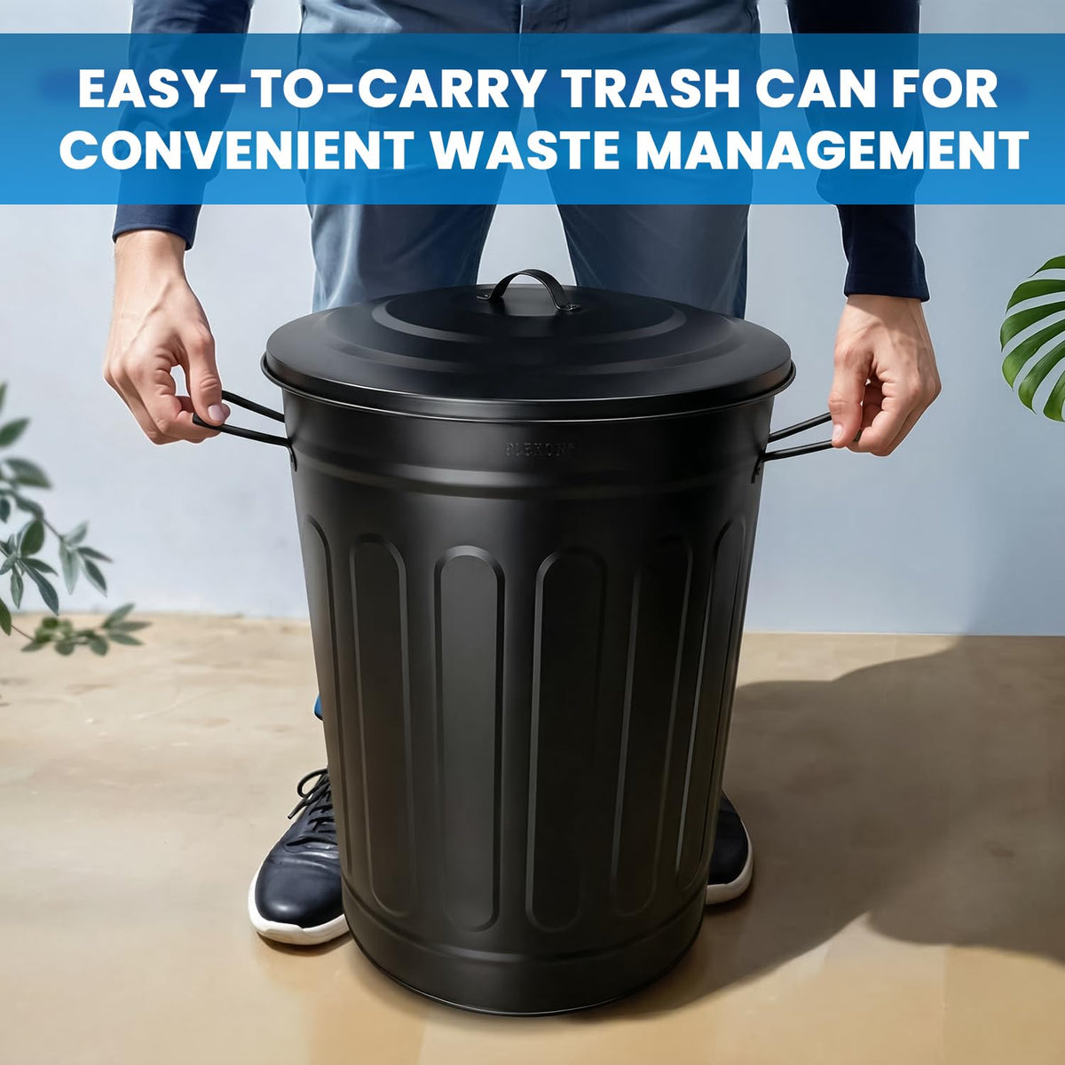 Metal Trash Can with Lid 13 Gallon (6 Count)