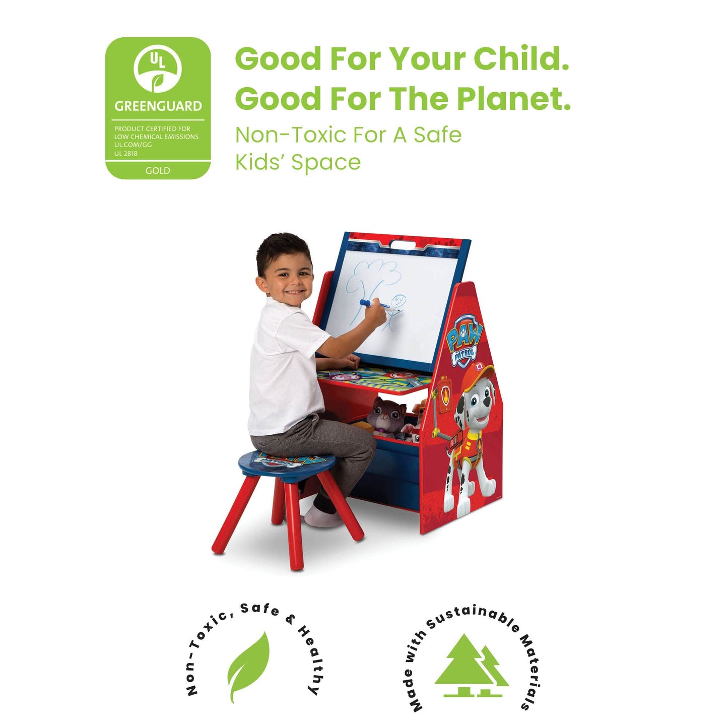 Delta Children Deluxe Kids Art Table | Easel, Desk, Stool, Toy Organizer, Nick Jr. PAW Patrol