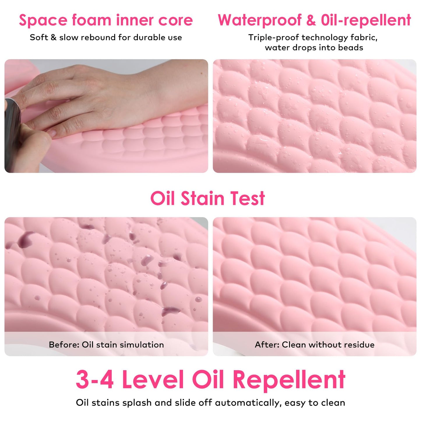 Arm Rest for Nails Tech, BORNBYME Update PU Leather Fish Pattern U-shaped Hand Nail Stand Rest for Manicure, Pink