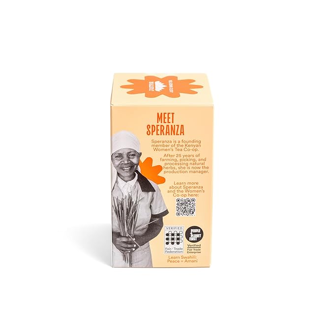 JusTea Sunset Chamomile | Herbal Tea Bags, Caffeine-Free, Organic Chamomile Tea | Fair-Trade | Plastic-Free Tea Bags | Vegan, Sugar-Free, Gluten-Free | 16 Tea Bags