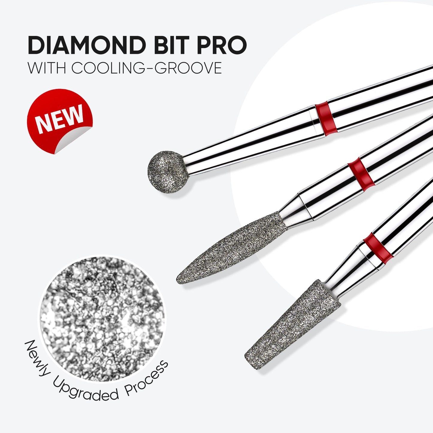 HALMAI Nail Drill Bits Set 3pcs 3/32 Inch, Diamond Cuticle Nail Bits Set for Nail Drill E-File, Professional Manicure Pedicure Remover Tools for Acrylic Gel Nails, Home Salon Nail Care Kit