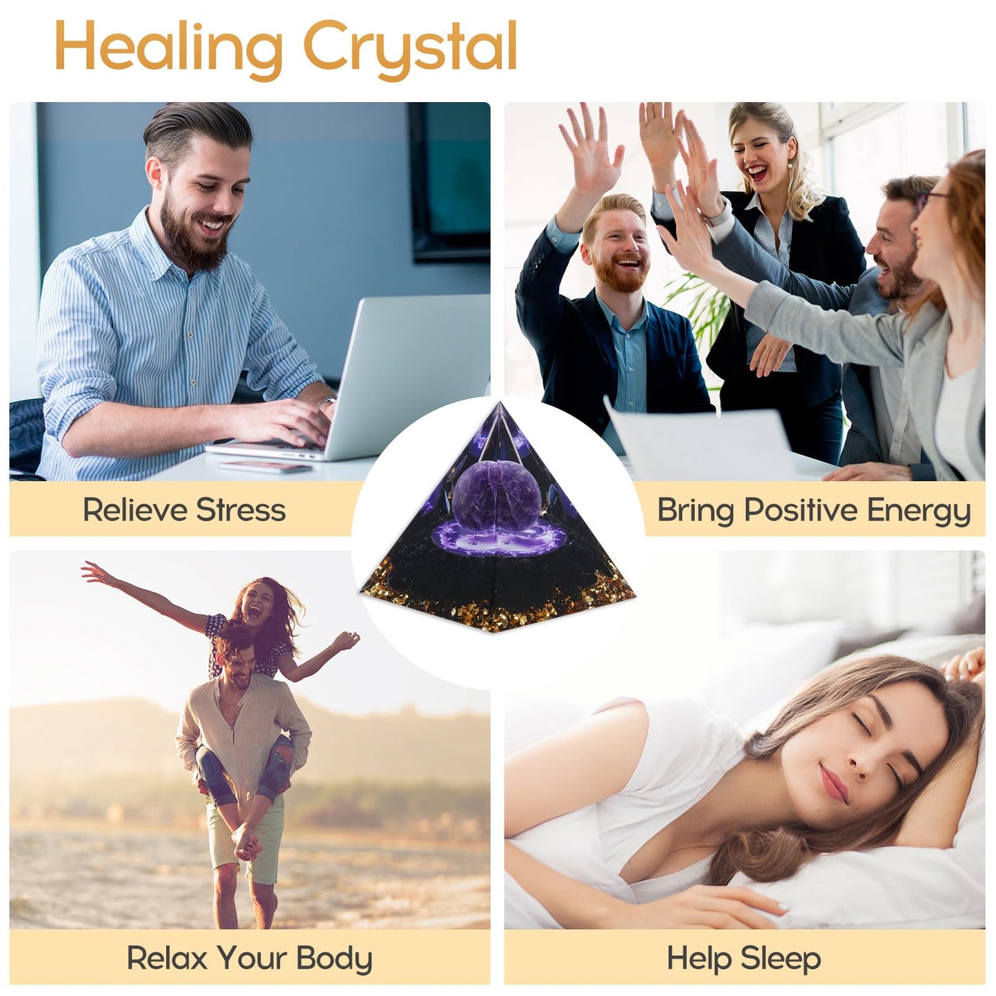 Hopeseed Orgone Pyramid for Positive Energy, Orgonite Natural Obsidian&Malachite Healing Crystals Pyramid for Reduce Stress Chakra Reiki Healing Meditation Cleanses the Mind and Boosts Confidence