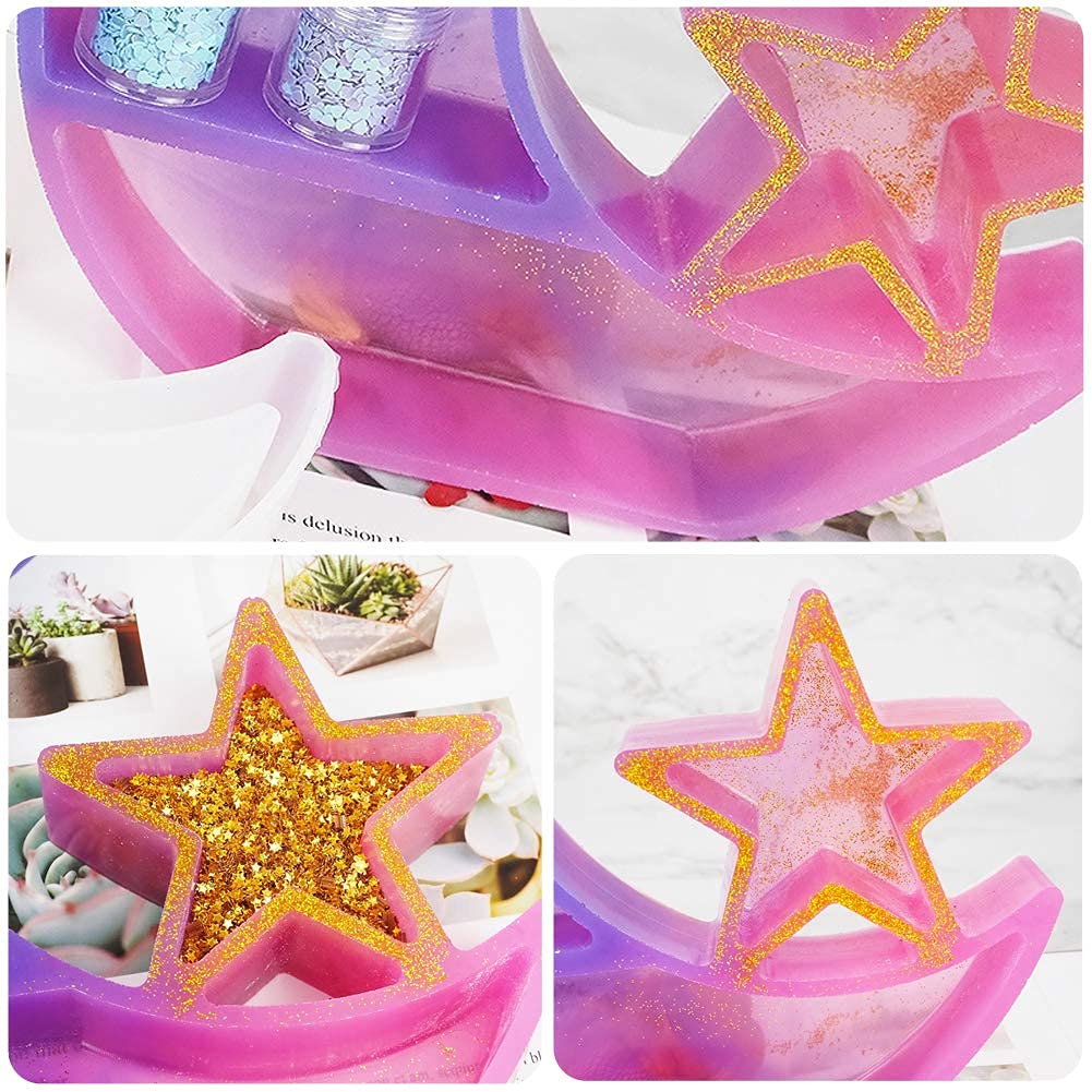 Moon Star Shelf Mold Silicone Crescent Display Stand Tray Epoxy Casting Mould DIY Jewelry Holder Storage Rack DIY Craft Home Decor