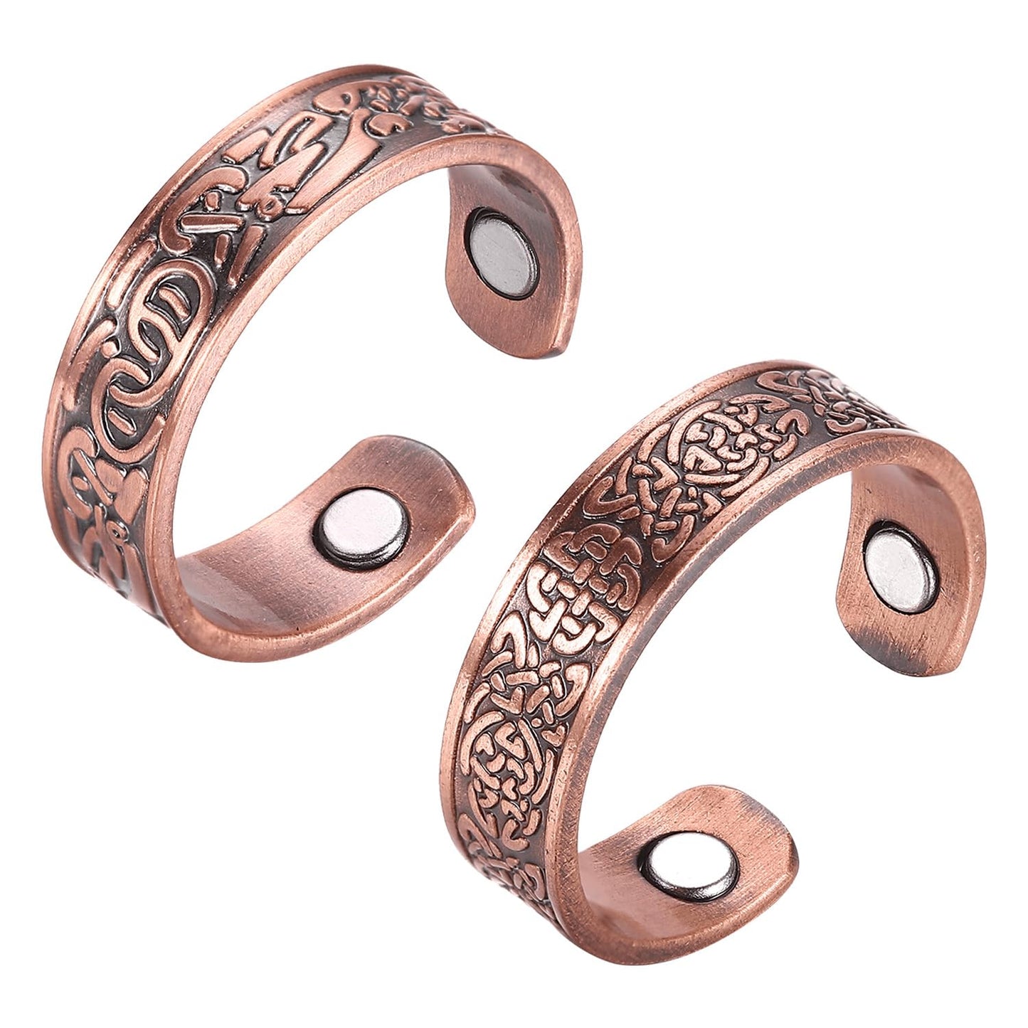 Fashtour 2pcs Copper Magnetic for Men, 99.99% Solid Pure Copper, 3500 Gauss #9, Classic Retro Style, Adjustable Cuff