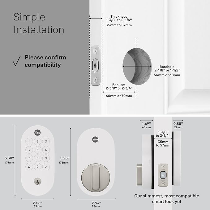 Yale Smart Lock with Matter - Made for Google Home - Snow - YRD510-MT1-SNW