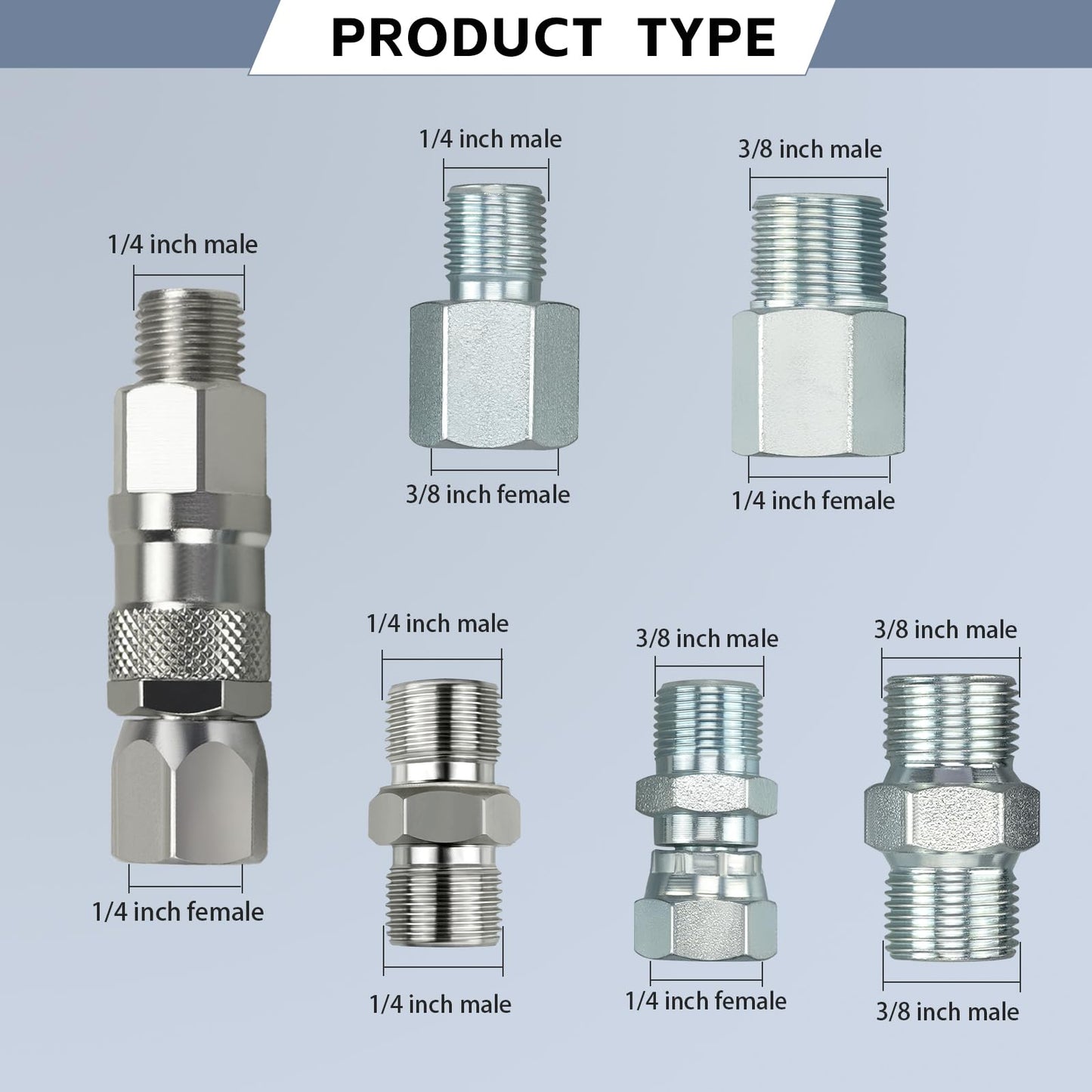 TUDUD 6Pcs Sprayer Joint Set Spray Gun Swivel Joint and Paint Hose Connector Accessories for Airless Paint Sprayer