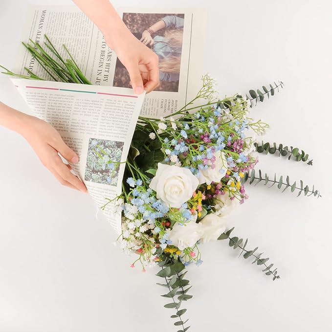 DEEMEI 15 PCS Babys Breath Artificial Flowers Fake Babys Breath Flowers Artificial Bulk Gypsophila Bouquets Real Touch Faux Flowers for Wedding Floral Arrangement Party Home Decoration