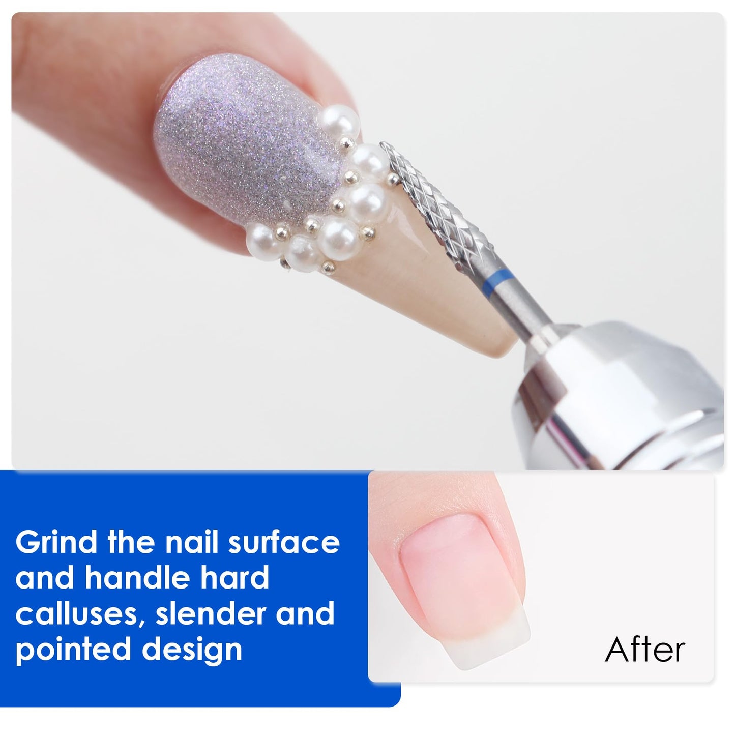 Qunzhao Tungsten Steel Nail Drill Bits, Professional Manicure Tools (03 M-Conical ball bit)