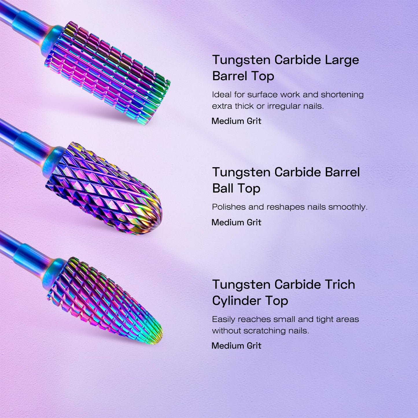 Nail Drill Bits Set with Storage Case: 30pcs 3/32 Inch Carbide Diamond Ceramic Professional Salon Kit for Acrylic Nails, Multi-Function for Women Nail Artists Manicure Pedicure (Purple)