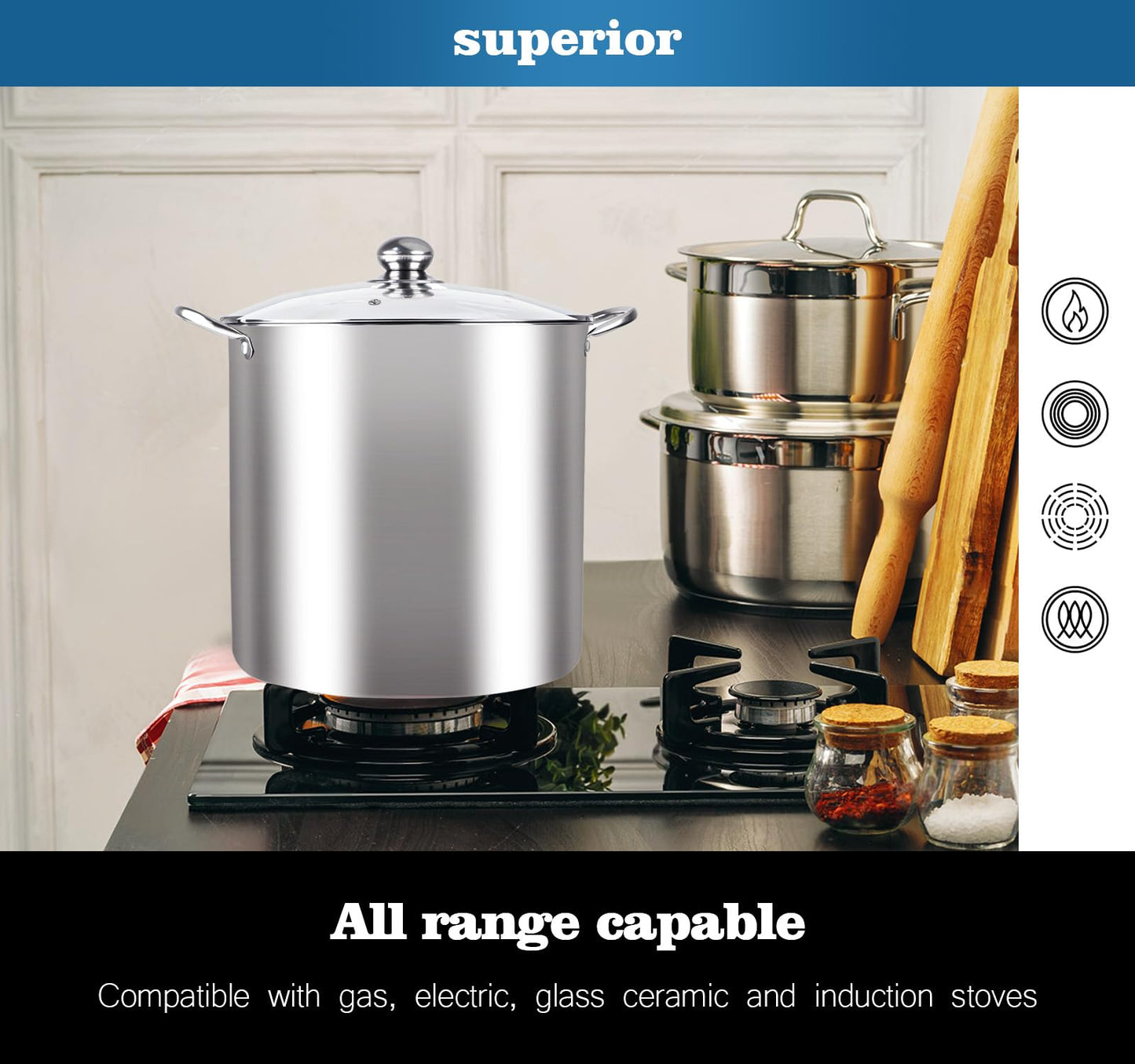 LINMAGCO Canning Supplies Starter kit-Canning Pot, Water Bath Canner with Lid - Stainless Steel, Home Canning Tool Kit, Steam Canner with Rack for Canning
