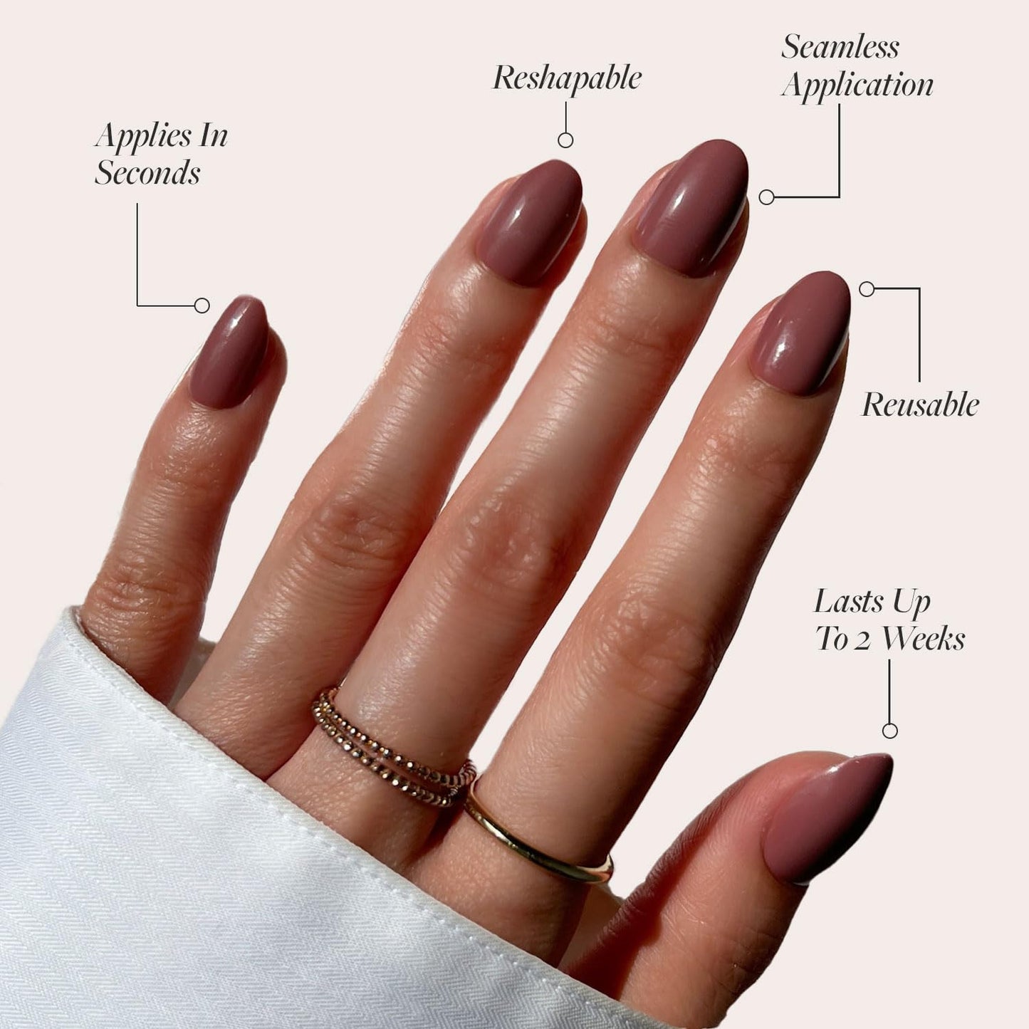 Glamnetic Press-On Nails Bundle - Fall Mauve & Berry Maroon | Opaque Muted Blush Mauve Short Oval False Nails | Opaque Dark Red Maroon Short Round False Nails | Reusable Nail Kit with Glue
