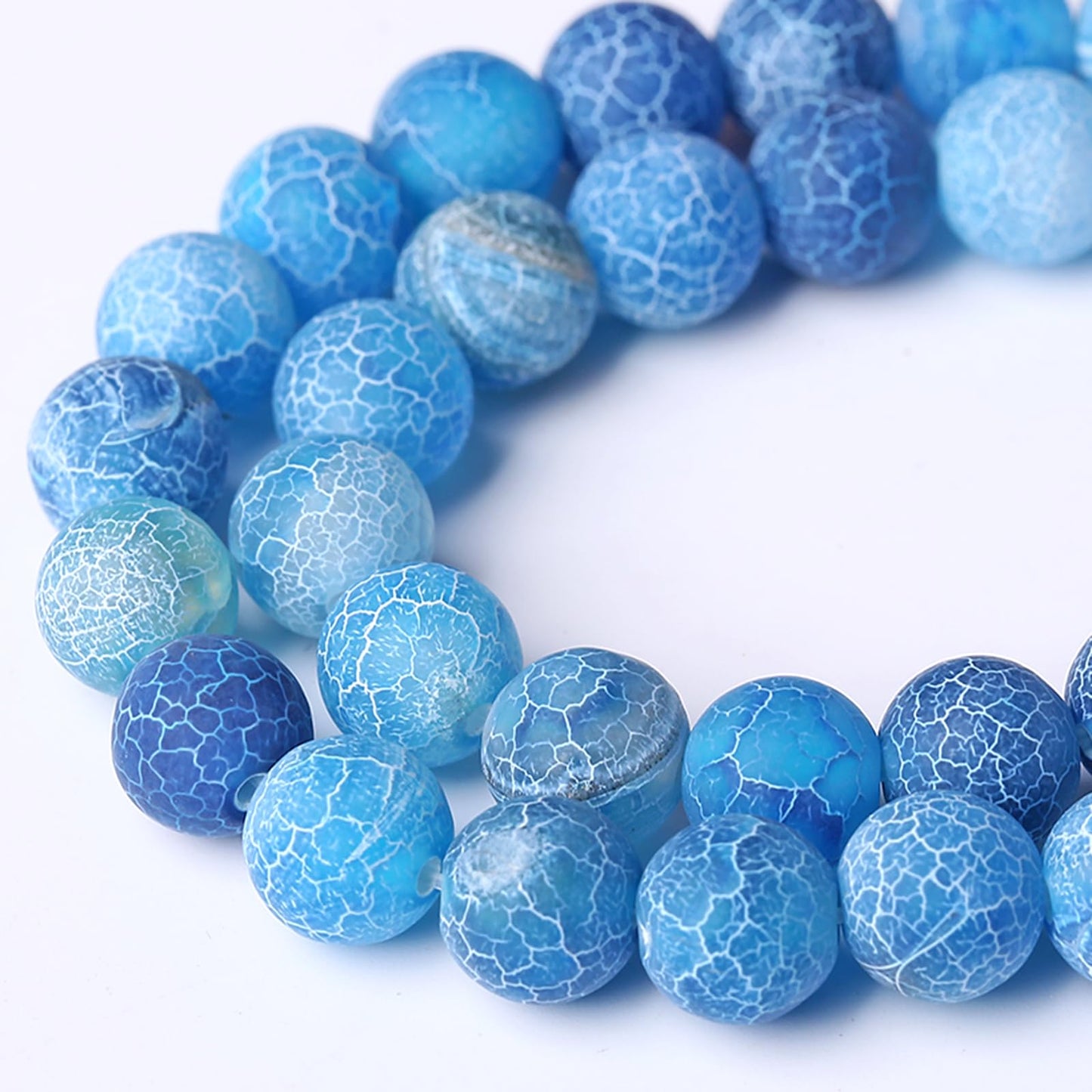 Natural Stone Blue Weathered Agate Beads Round Loose Spacer Beads for Jewelry Making DIY Bracelets 180pcs 4MM 2 Strands 32"