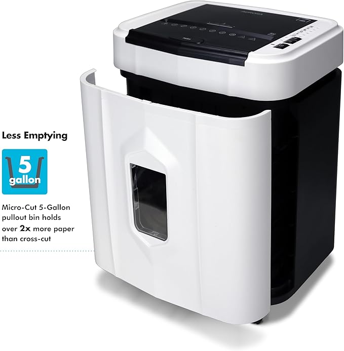 Aurora Professional Grade 120-Sheet Auto Feed Micro-Cut Paper and Credit Card Shredder with 5 Gallon Pullout Basket / 30 Minutes/Security Level P-4 (White/Black)