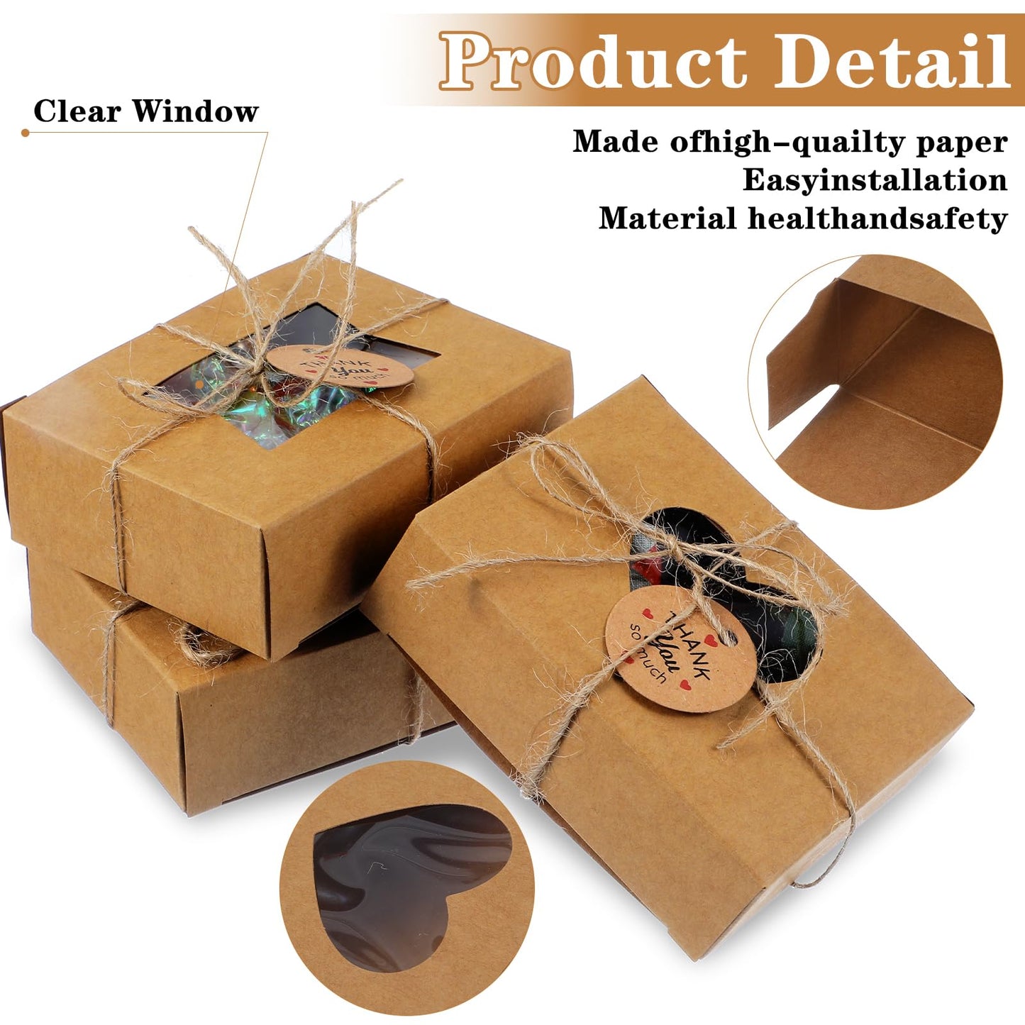 Douaowoc 100 Pcs Soap Boxes for Homemade Soap Boxes Packaging with Clear Windows Brown 3.9 x 2.8 x 1.2 Inch Empty, Making Supplies, Present Treat Gift Box for Bakery Party Favor