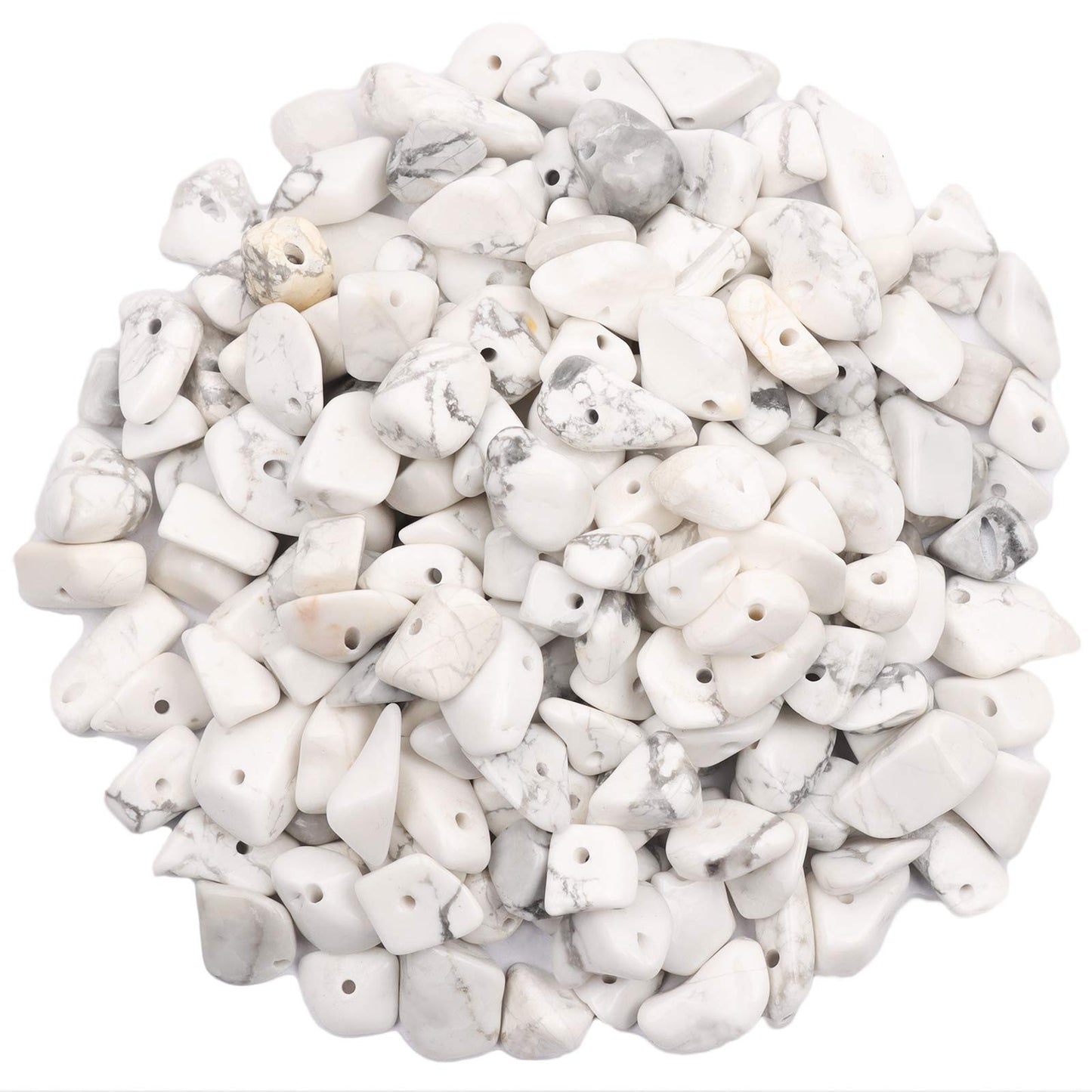 500 pcs Natural Chip Stone Beads, Howlite 5-8 mm Irregular Gemstones Healing Crystal Loose Rocks Bead Hole Drilled for Jewelry Making Bracelet