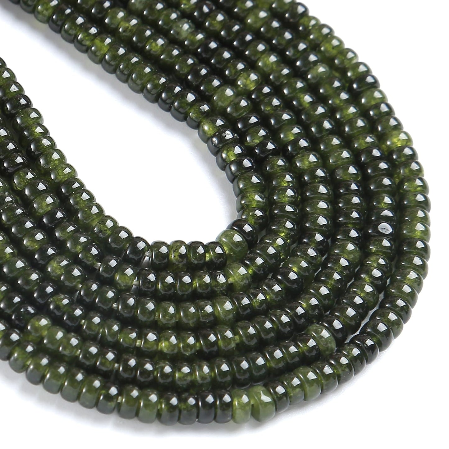 150PCS 2x4mm Natural Green Garnet Jades Stone Rondelle Beads Abacus Disk Stone Beads Round Loose Spacer Gemstone for DIY Bracelet Necklace Jewelry Making