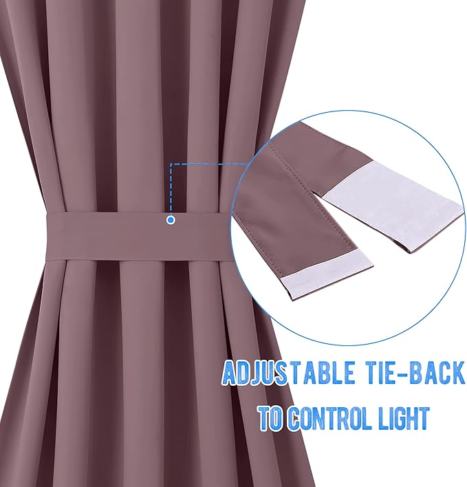 NICETOWN Blackout Door Curtain for Window Covring, Thermal Insulated Shade for Kitchen Patio Slding French Front Door, 26W x 72L Inch, 1 Panel, Dry Rose