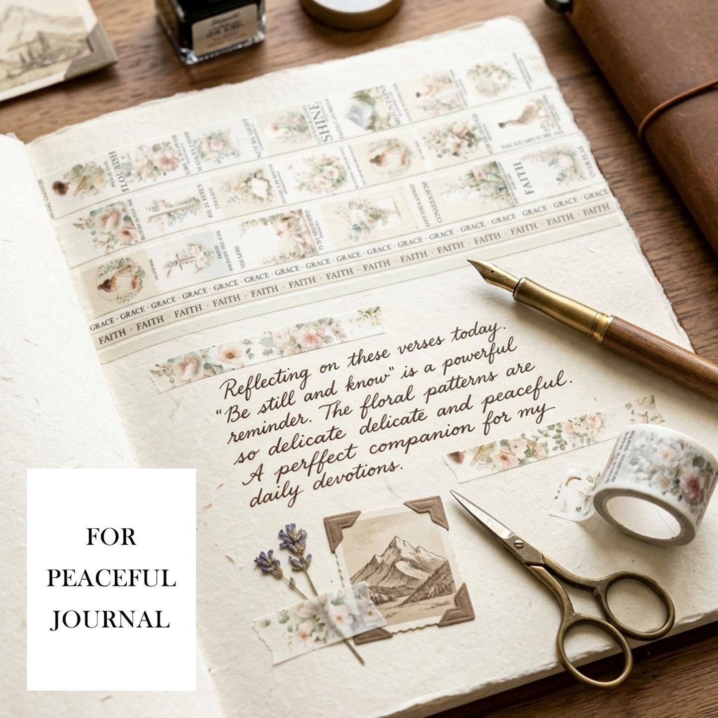 Bible Journaling Washi Tape Set for Women – 10 Rolls + Sticker Sheets, Floral Faith Theme Washi Tape with Scripture Verse & Christian Words, Decorative Tape for Planner, Prayer Journal Supplies