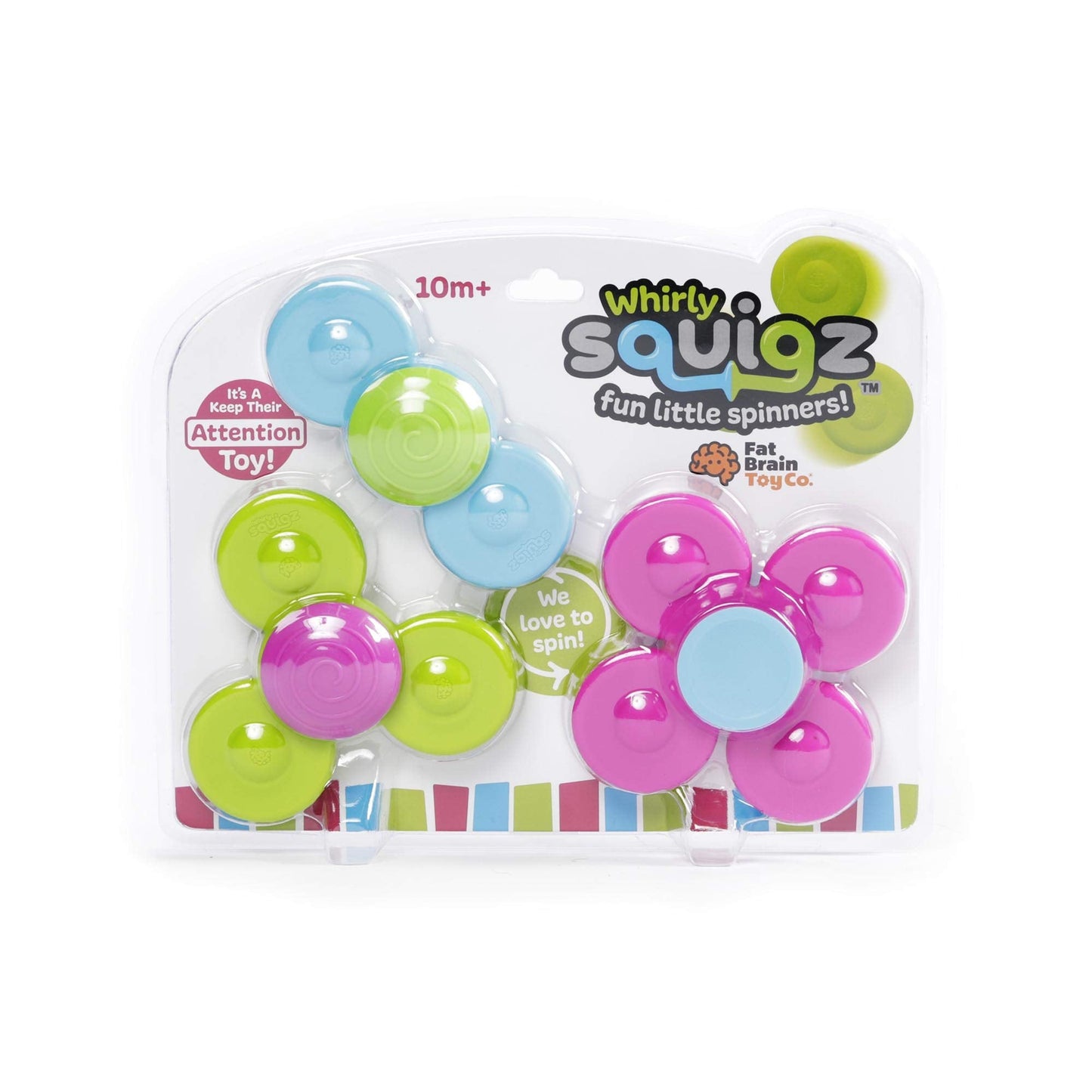 Fat Brain Toys Whirly Squigz, Silicone Spinners and Suction Toys for Kids 10 Months and Up