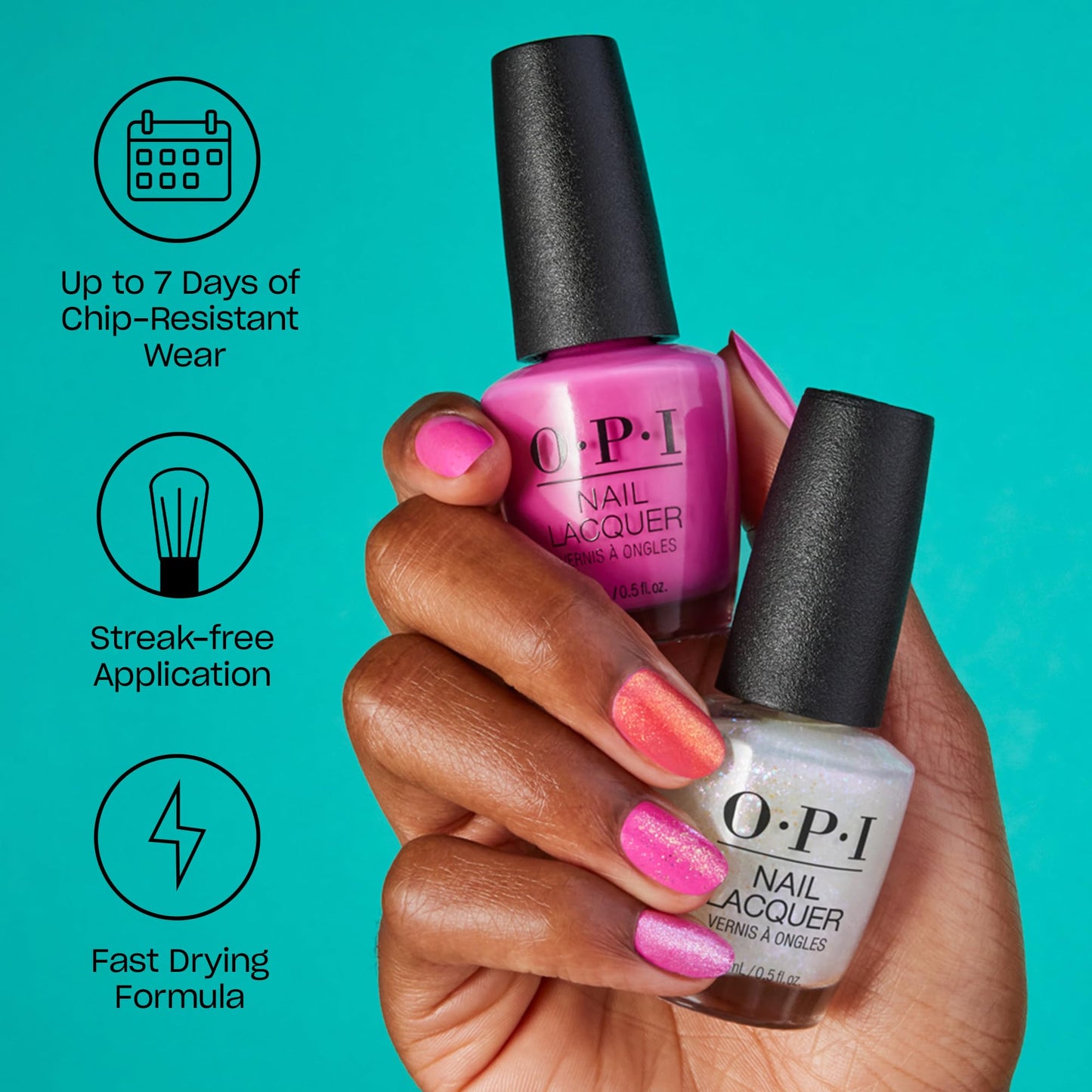 OPI Nail Lacquer & On Point Press On Nails, Put it in Neutral Bundle | Sheer Soft Short Round Press-On Nails 24 Count with Nail Glue with Matching Nail Lacquer Polish Shade