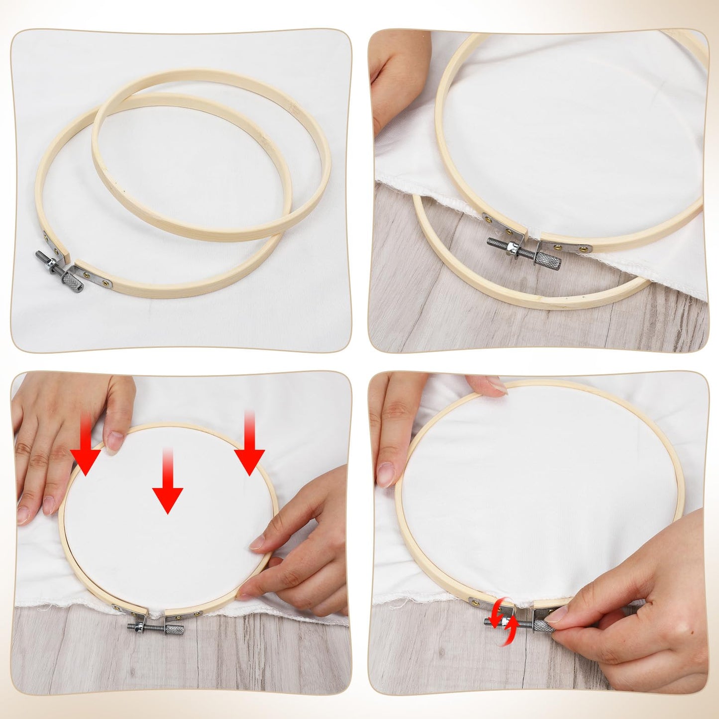 40 Pieces 6 Inch Round Embroidery Hoops Bulk Bamboo Frame Circle Cross Stitch Hoop Ring for Embroidery Art Craft Sewing