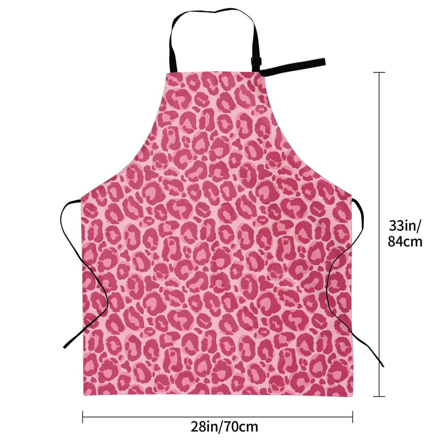 Perinsto Pink Leopard Animal Skin Waterproof Apron With 2 Pockets Kitchen Chef Aprons Bibs For Cooking Baking Painting Gardening Grooming