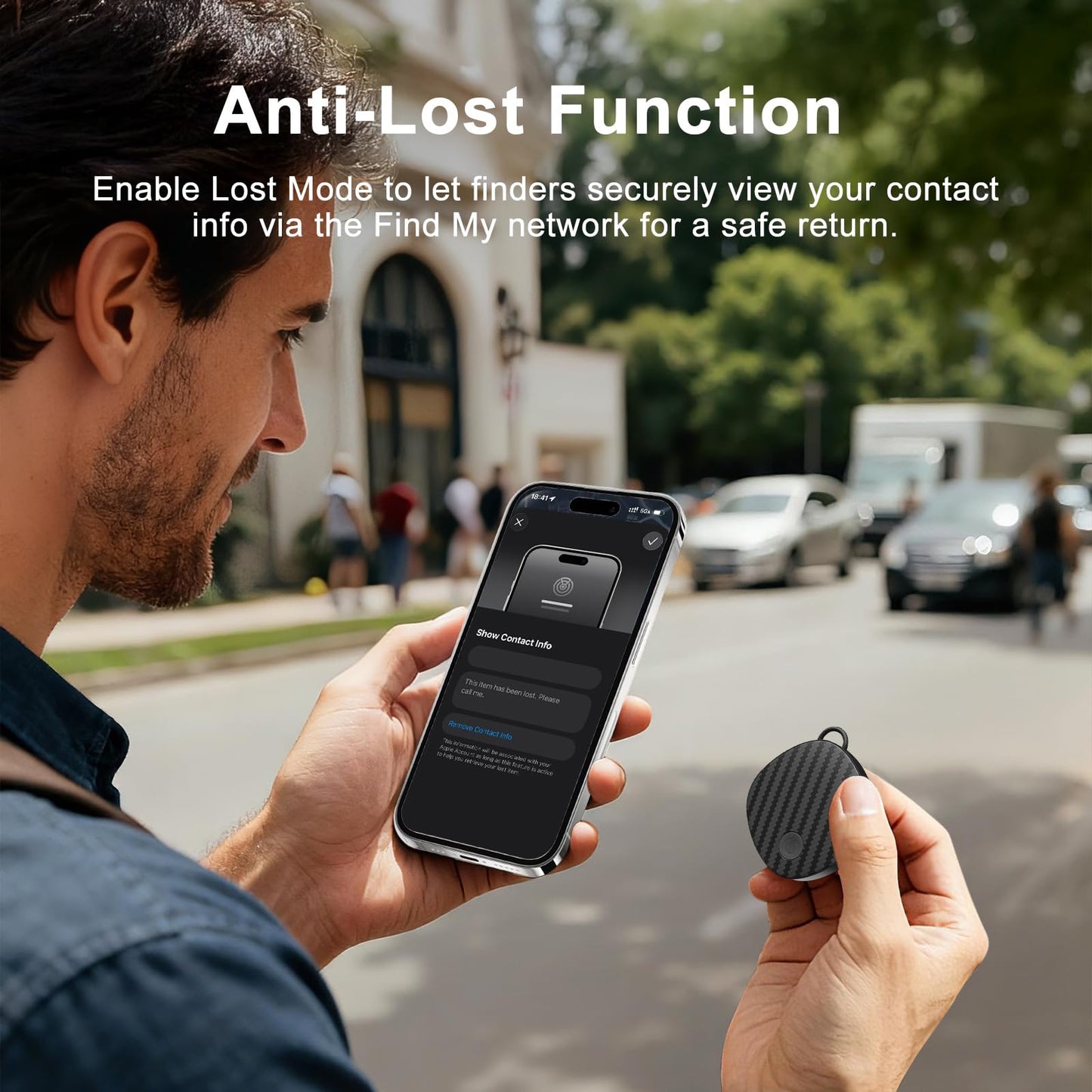 Air Tracker Tags 4 Pack, Bluetooth Item Finder Compatible with Apple Find My (iOS Only), Key Finder & Luggage Tracker with Left Behind Alerts, Lost Mode & Replaceable Battery
