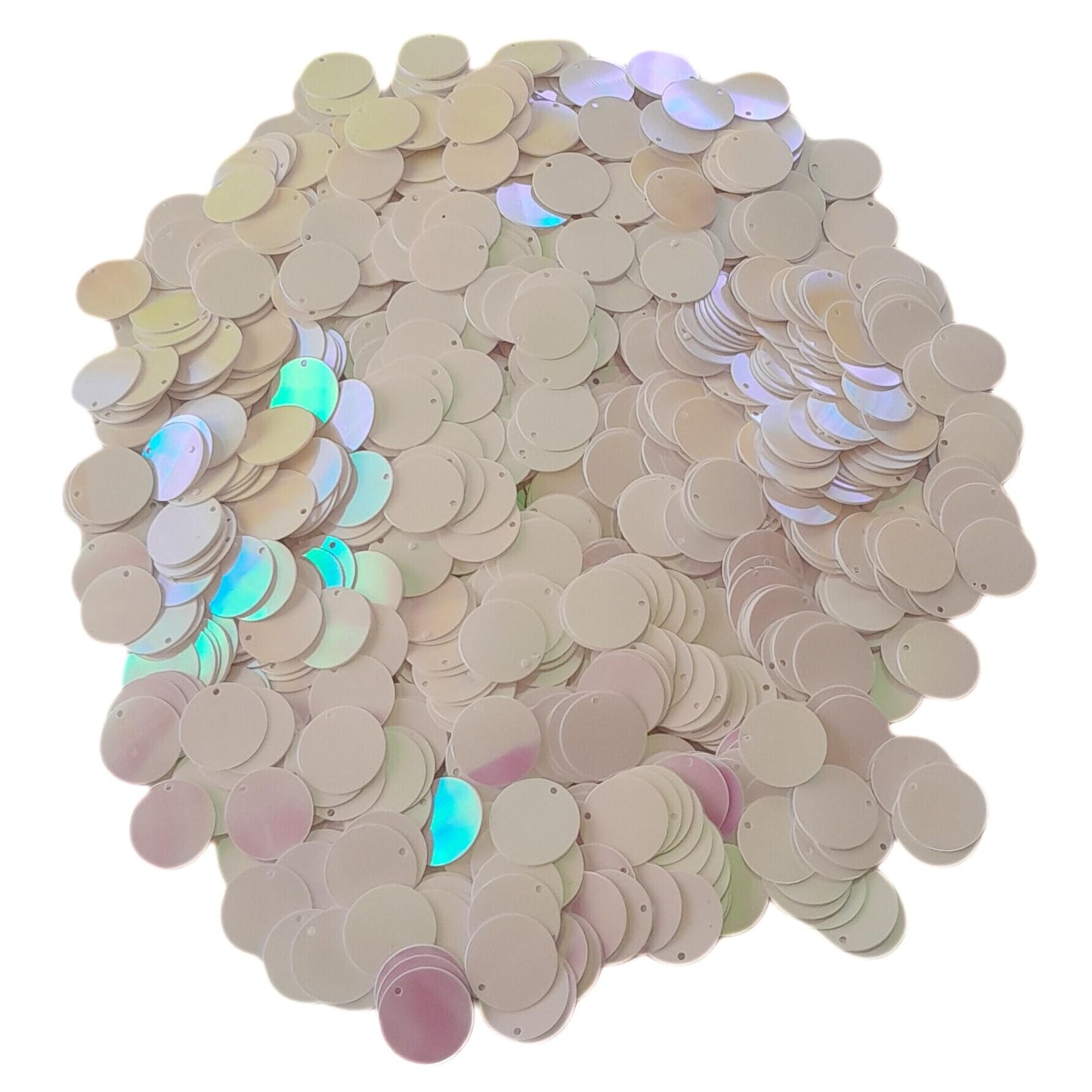 Deglation Studio 20mm Bulk Loose Iridescent Top Hole Round Sequins, Embriodery Disc Sequins for Craft DIY Sewing Decorations Arts 250 Pieces (White-Pearl IRIS156)