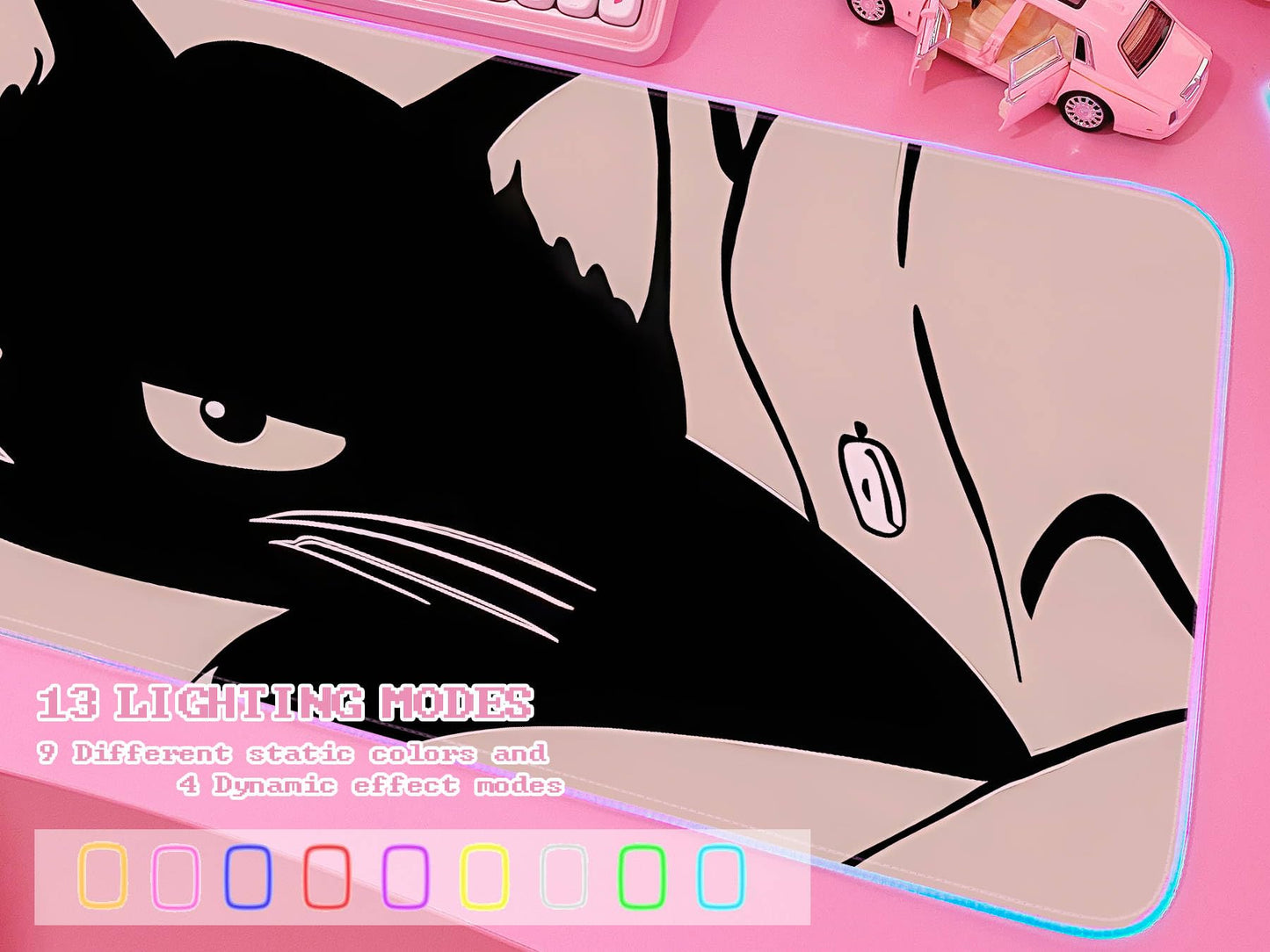 JMIYAV Pink RGB Gaming Mouse Pad 31.5x12 Inch PC XL Large Extended Glowing Led Light Up Desk Pad Non-Slip Rubber Base Computer Cute Mousepad Mat Desk Accessories Gaming Setup 815