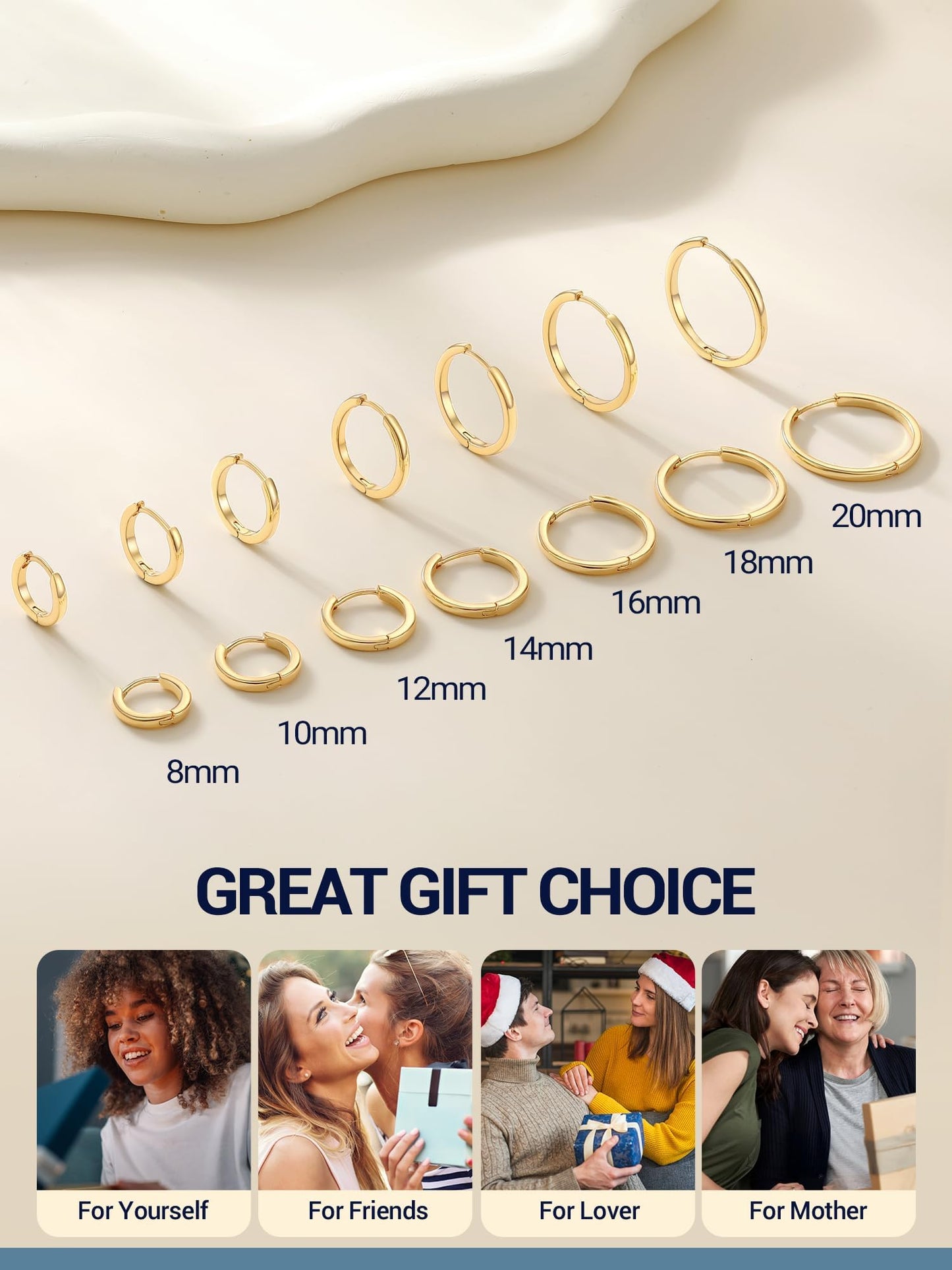 Gold Hoop Earrings For Women Hoops Earring Hypoallergenic 8mm Tiny Huggie Jewelry Non Tarnish Cartilage Piercing Waterproof Ear Earings