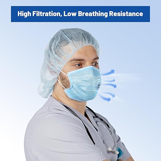 JMU 4-Ply Disposable ASTM Level 3 Face Masks, Comfortable, Soft, Breathable Face Mask for Adults, 50 Pack