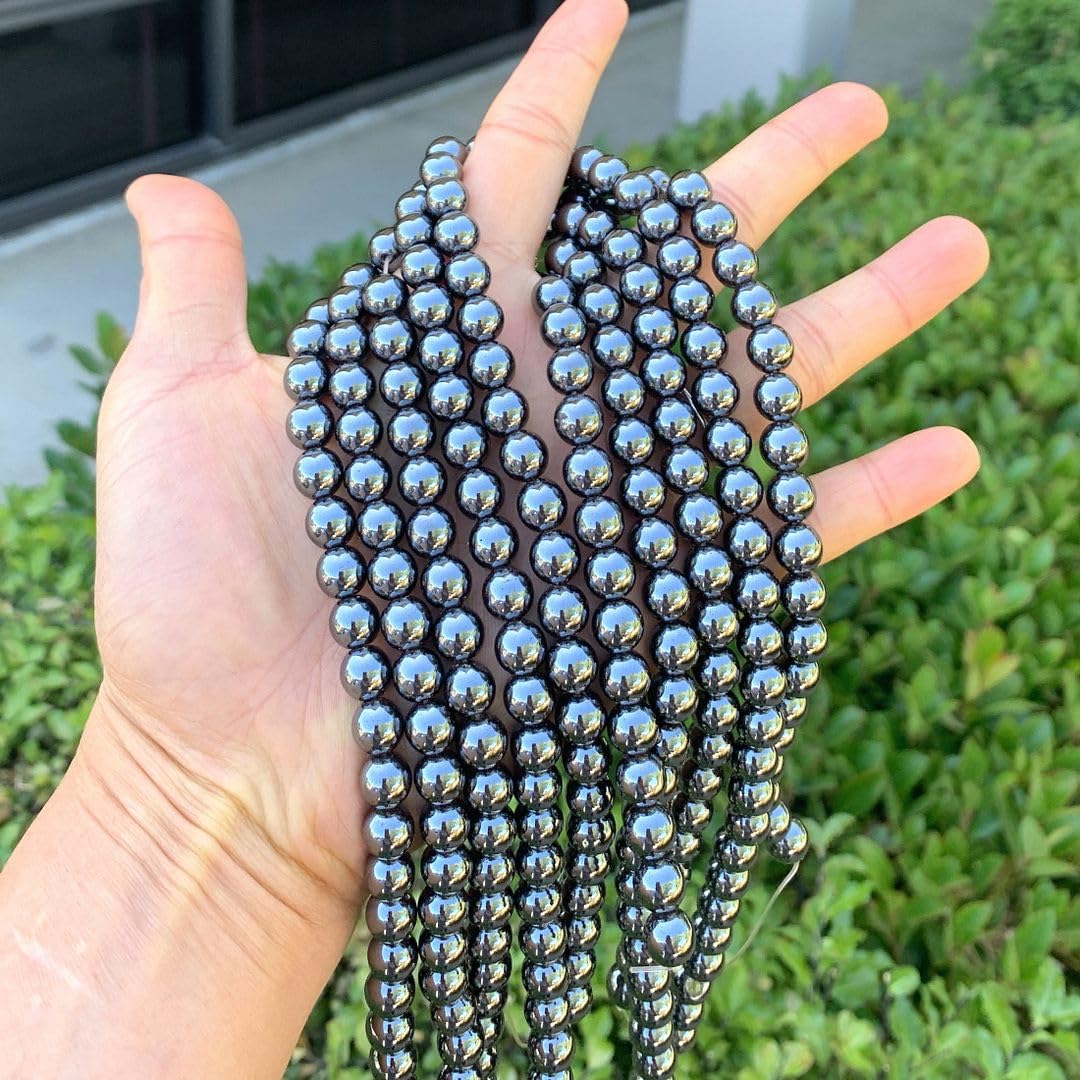 40pcs Adabele Grade A Natural Black Hematite Healing Gemstone 10mm Round Loose Beads Gem Stone Spacer for DIY Craft Jewelry Making GFC-A10