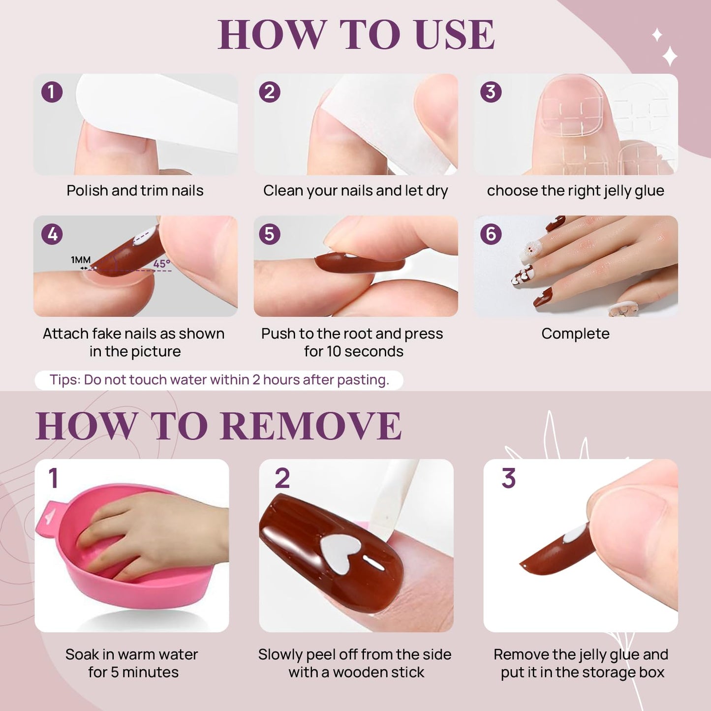 XODITO Fake Nails Set Brown White Long Medium Square Cute 3D Bear Love False Nail Tips, Press On Nails, Artificial Art Nails Finger Manicure for Women and Girls(CDJ0003-S)