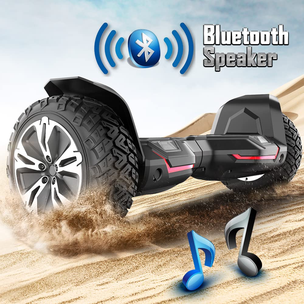 Gyroor Warrior 8.5 inch All Terrain Off Road Scooter with Bluetooth Speakers and LED Lights, Self Balancing Scooter for Kids ages 6-12 and Adults