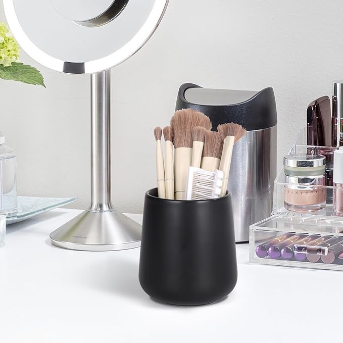 BosilunLife Bathroom Toothbrush Holder - Ceramic Toothbrush Cup Holder 13Oz White Toothbrush Holder for Bathroom Toothbrush and Toothpaste Holder for Bathroom Vanity Countertop, Ideal for Home, Hotel