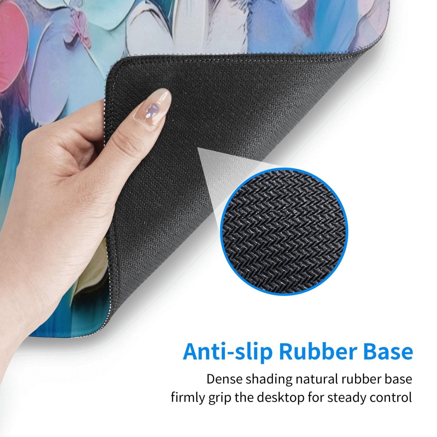 Gaming Mouse Pad, Large Non-Slip Rubber Base Mousepad, Keyboard Mouse Mat, Desk Pad with Stitched Edges, 31.5x11.8inch, Oil Flower