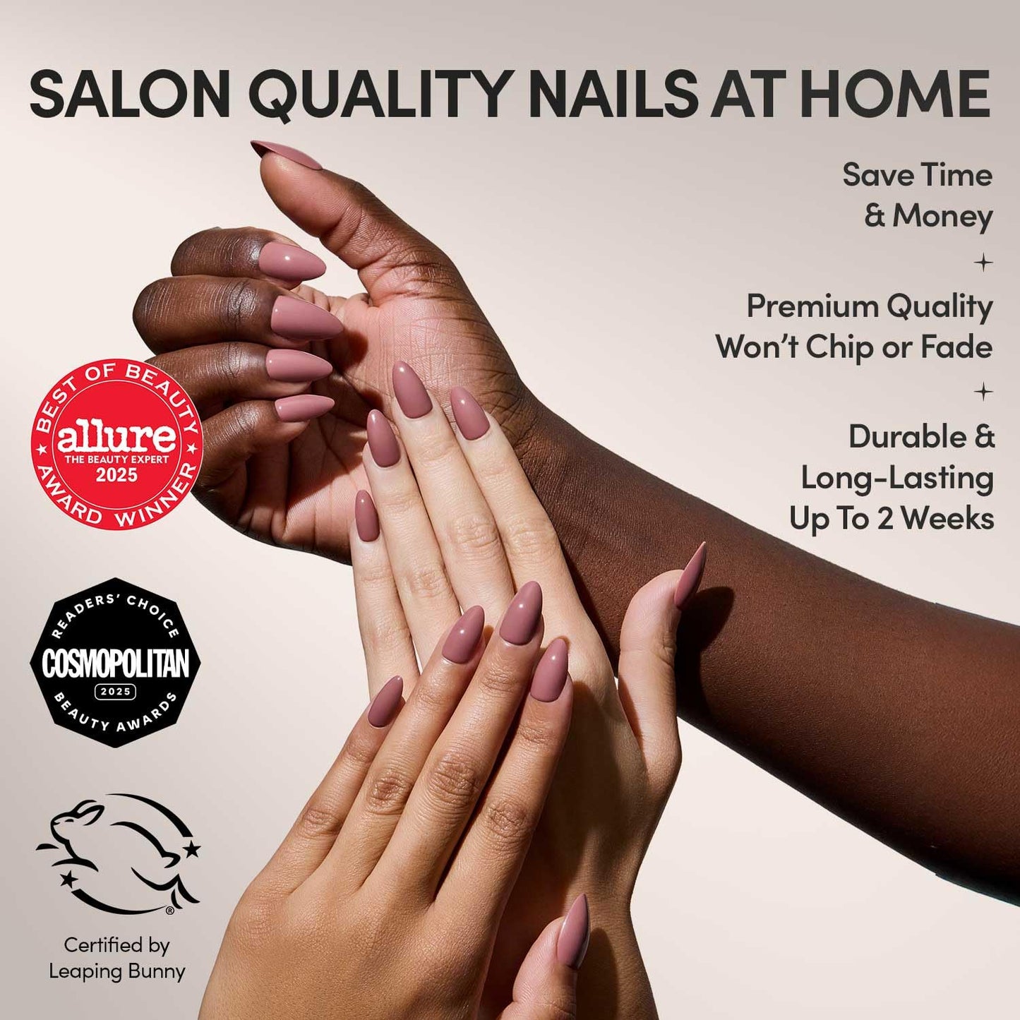 Glamnetic Press-On Nails Bundle - Mauve Obsession & Fall Mauve | 2 Muted Purple Fake Nails in Short Almond & Short Oval | Durable, Salon-Quality Nail Kits