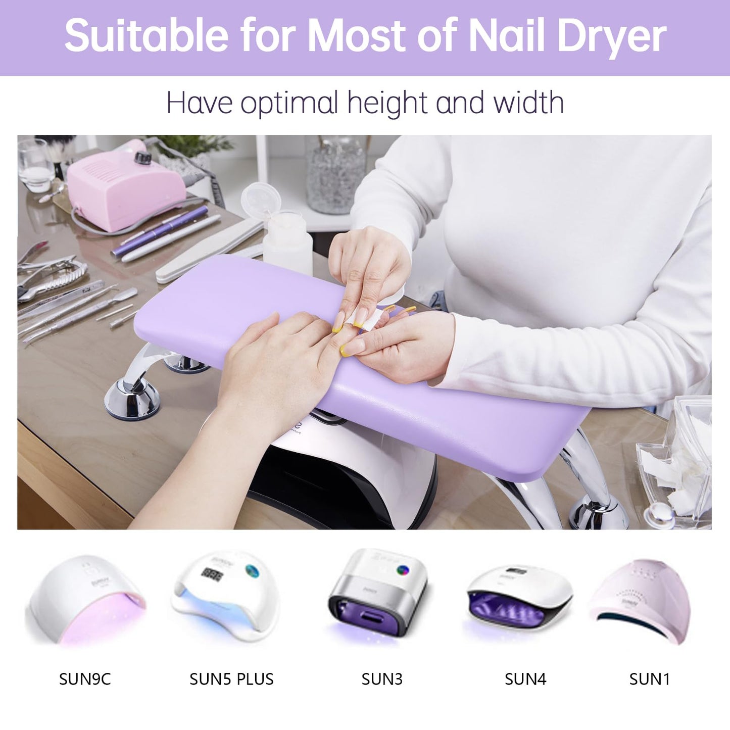 Big Arm Rest for Nails Cushion, Microfiber Leather Hand Rest for Nails Tech, Hand Rest Pillow for Nails Toenails, Detachable Nail Art Accessories Tool for Nails Tech (Purple)