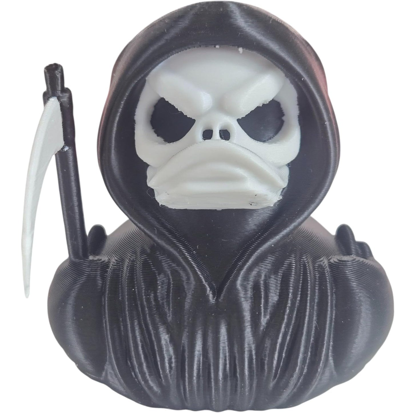 Grim Reaper Duck Collectible Figurine - Macabre Gothic Horror Desk Accent for Unique Shelf Display or Gift - 3D Printed in Canada