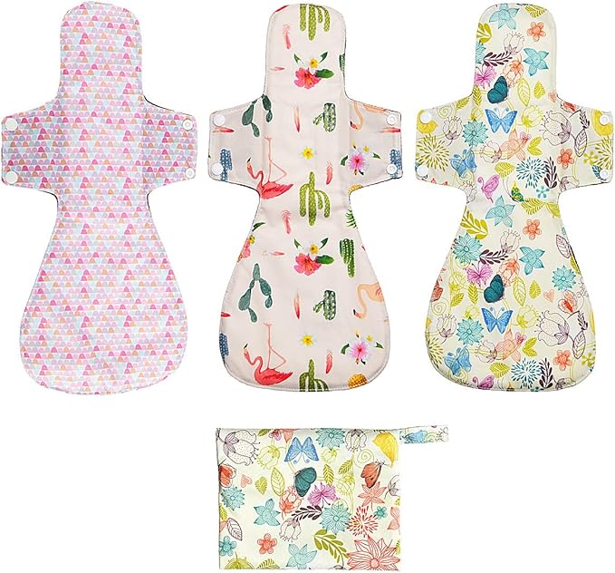 Washable Cloth Menstrual Pads/Mama Cloth/Reusable Sanitary Pads (Bloom, 16 inch/Overnight)