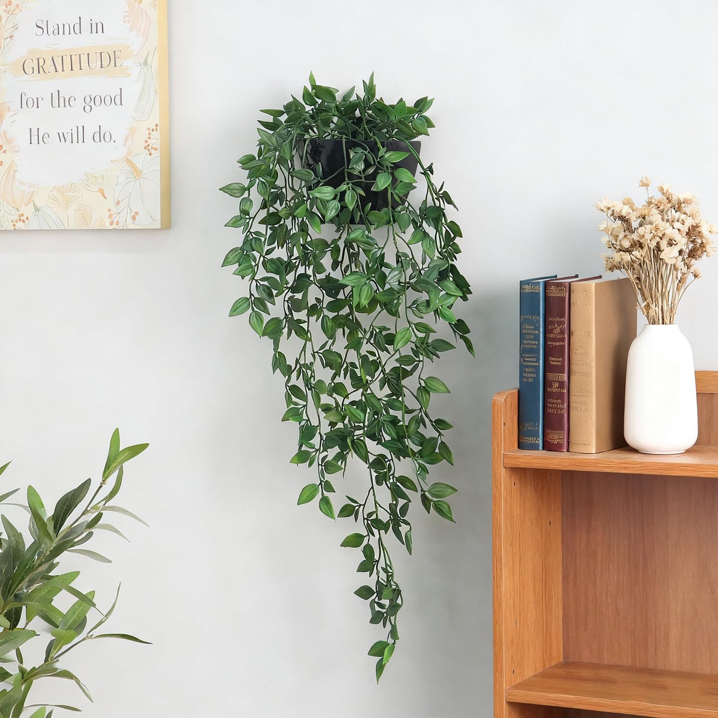 Decor unlimited Artificial Hanging Plants 2 Pack, Fake Mandala Vine Greenery with Wall Planter for Office Living Room Bathroom Indoor Décor