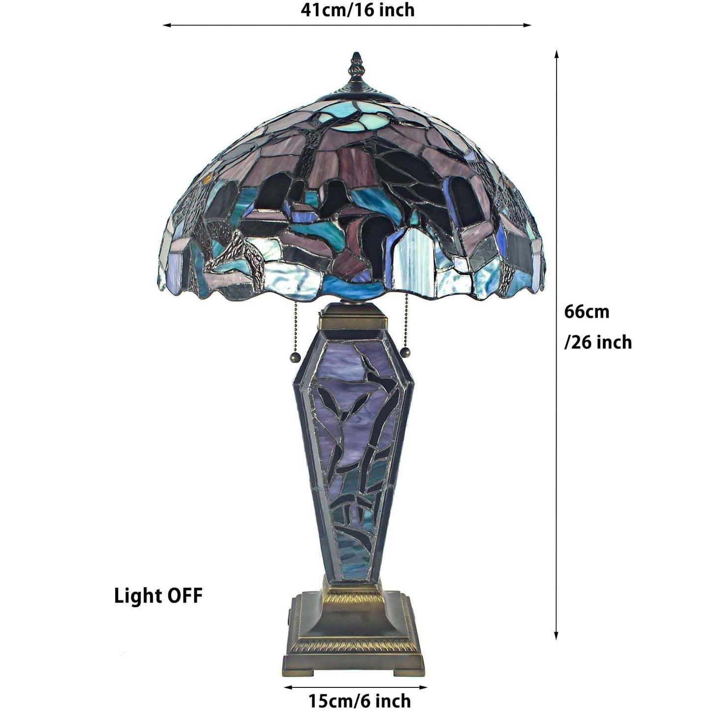 Bieye L10987 Ravens in Spooky Cemetery Tiffany-Style Stained Glass Table Lamp with Coffin Base Night Light - Gothic Graveyard Scene (Dark Orange, 16Wx26H inch)