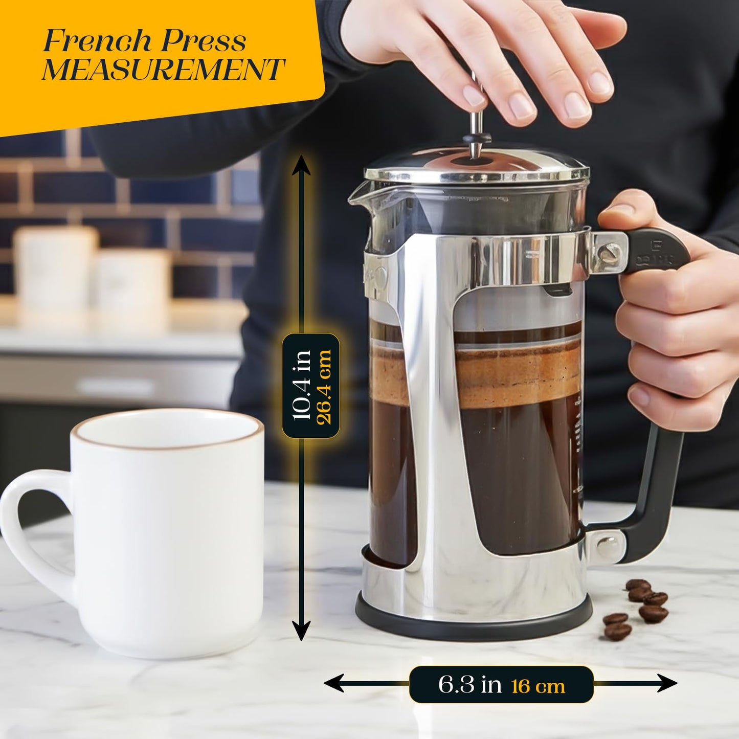 ESPRO P5 French Press Coffee Maker – Patented Double Micro-Filter for Grit Free Brew, Heat-Resistant Thicker Borosilicate Glass Coffee Press – (32 oz)