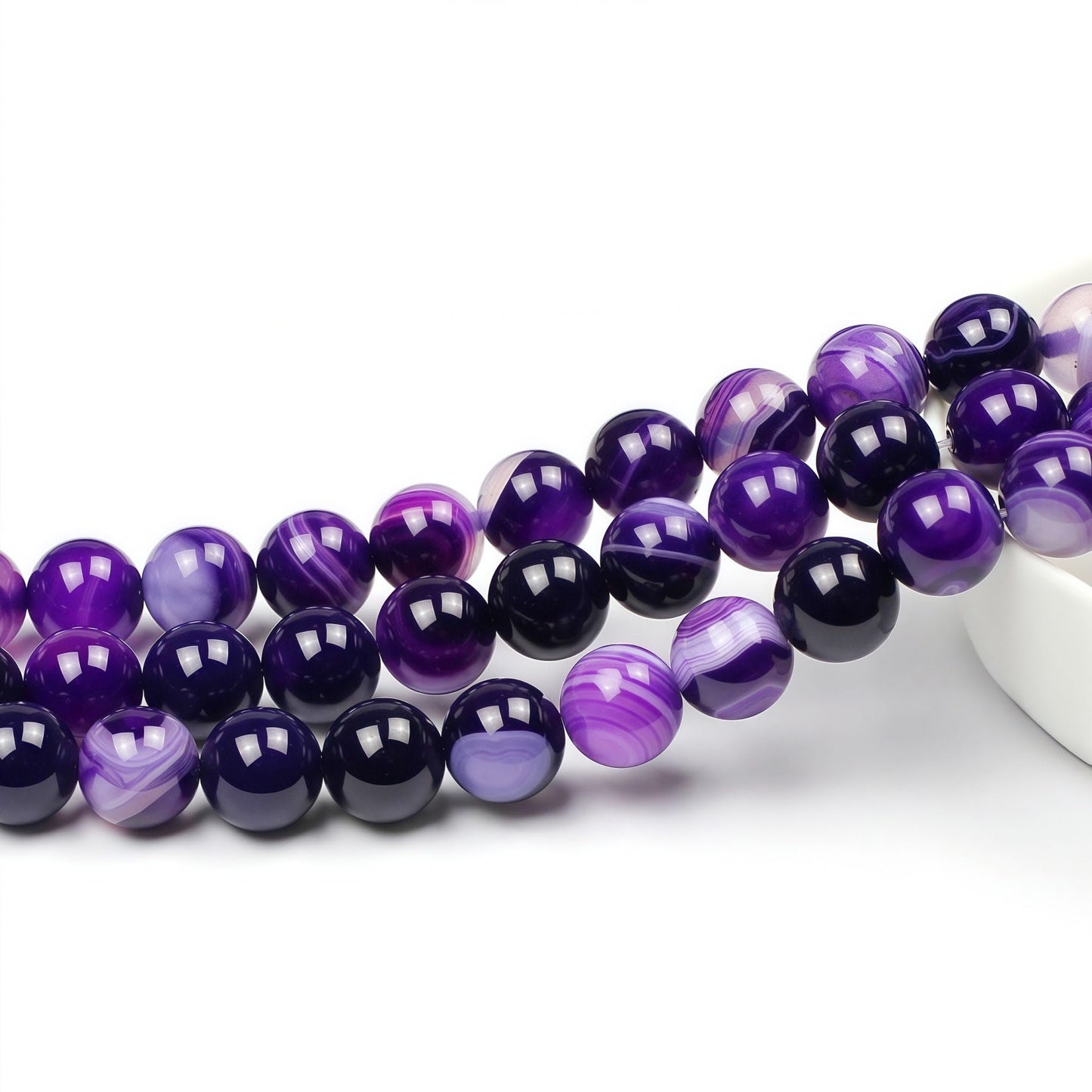 MJDCB Natural Stone Beads Purple Striped Agate Round Loose Beads for Jewelry Making DIY Bracelet Necklace (10mm)