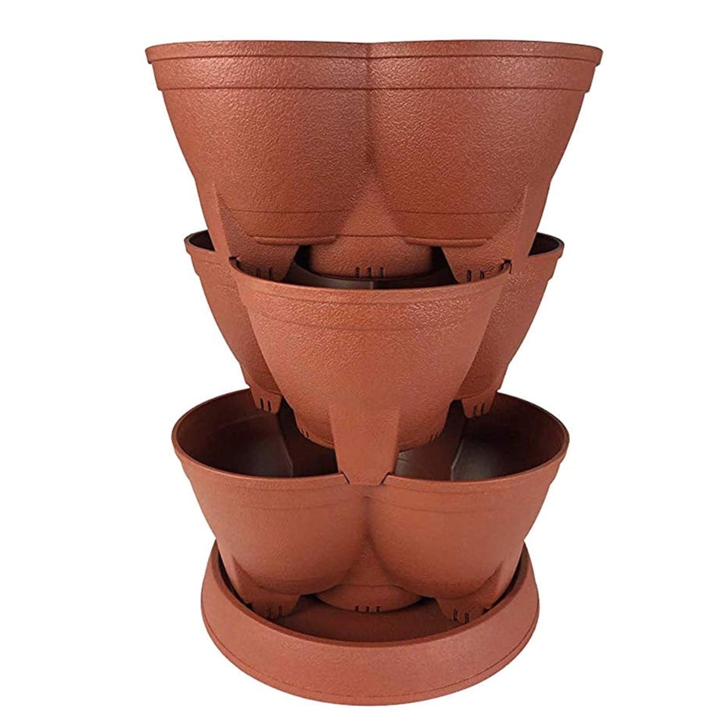 Stack-A-Pot Stackable Planter – 30 Quart Capacity, Brick Red - Vertical Garden for Herbs, Vegetables, Fruits, Flowers, Succulents – Indoor/Outdoor Tiered Planter