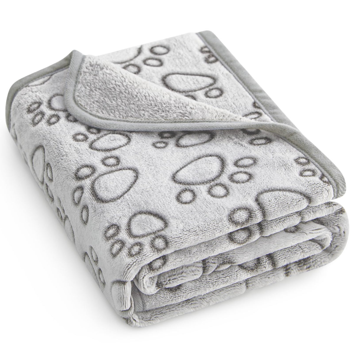 Stuffed Large Brown Premium Soft Dog Blanket, with Flannel Cute Paw Print, 43 * 66 inches, Cat Blanket Maltipoo Puppy Essentials