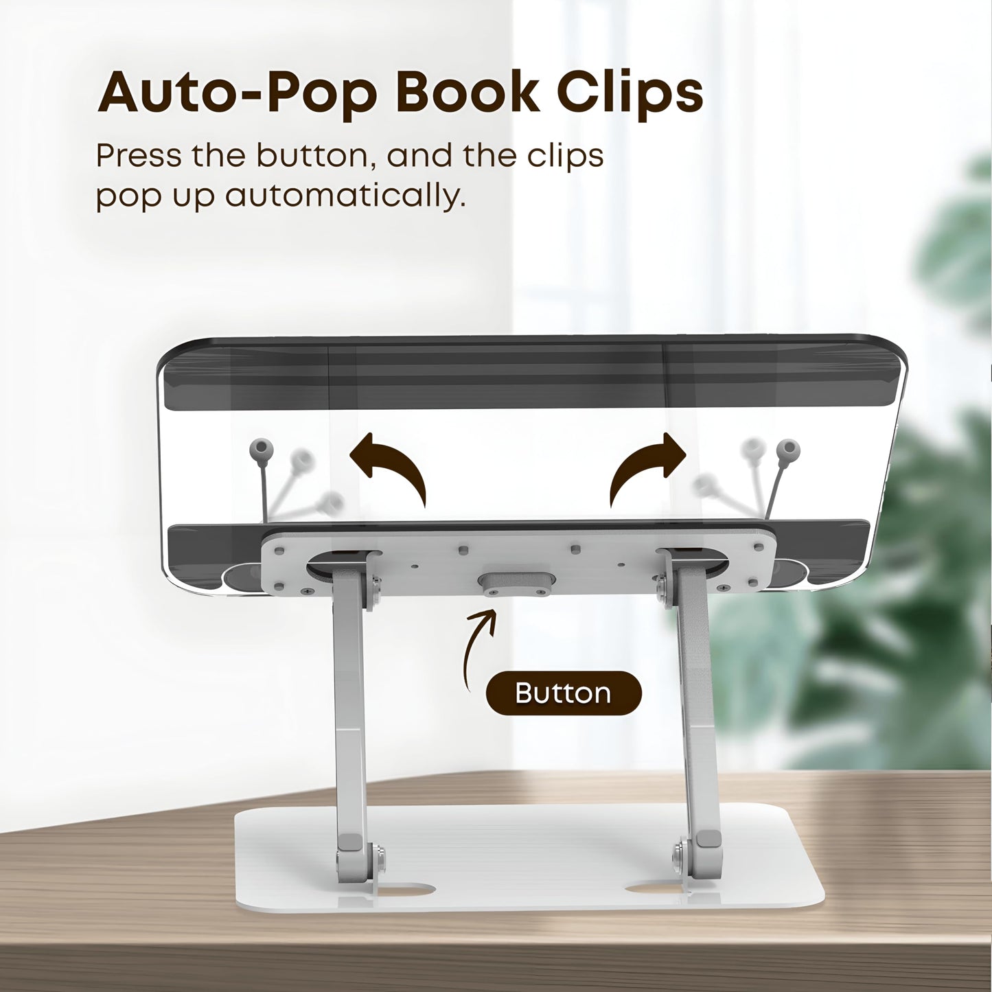 Amazon BESIGN Acrylic Book Stand for Reading, Adjustable Holder with Rotating Base & Page Clips, Foldable Desktop Stand for Textbooks, Cookbooks, Laptops, Tablets, Music Sheets, Recipes