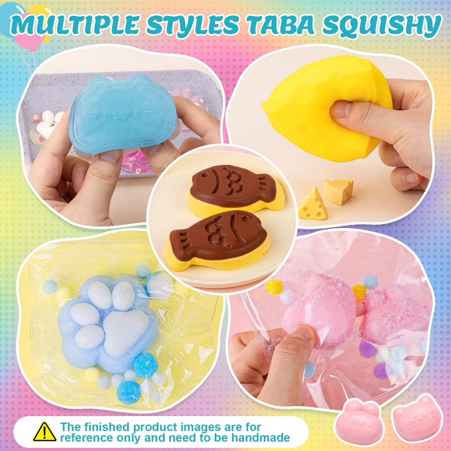 Taba Squishy Making Kit, DIY Taba Squishy Kit, 18oz FuFu Squishy 7 Molds Silicone, Liquid Silicone 1:1 AB Ratio Epoxy Resin Mix for Squishy, Stress Relief Taba Squishies, Gifts for Any Occasion